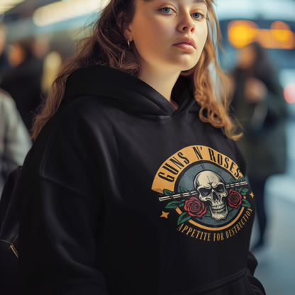 Classic Black Unisex Oversized Hoodie with Guns N' Roses Graphic