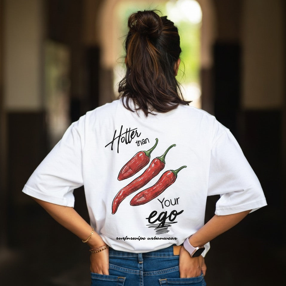 Hotter Than Your Ego Oversized Chili Graphic T-Shirt