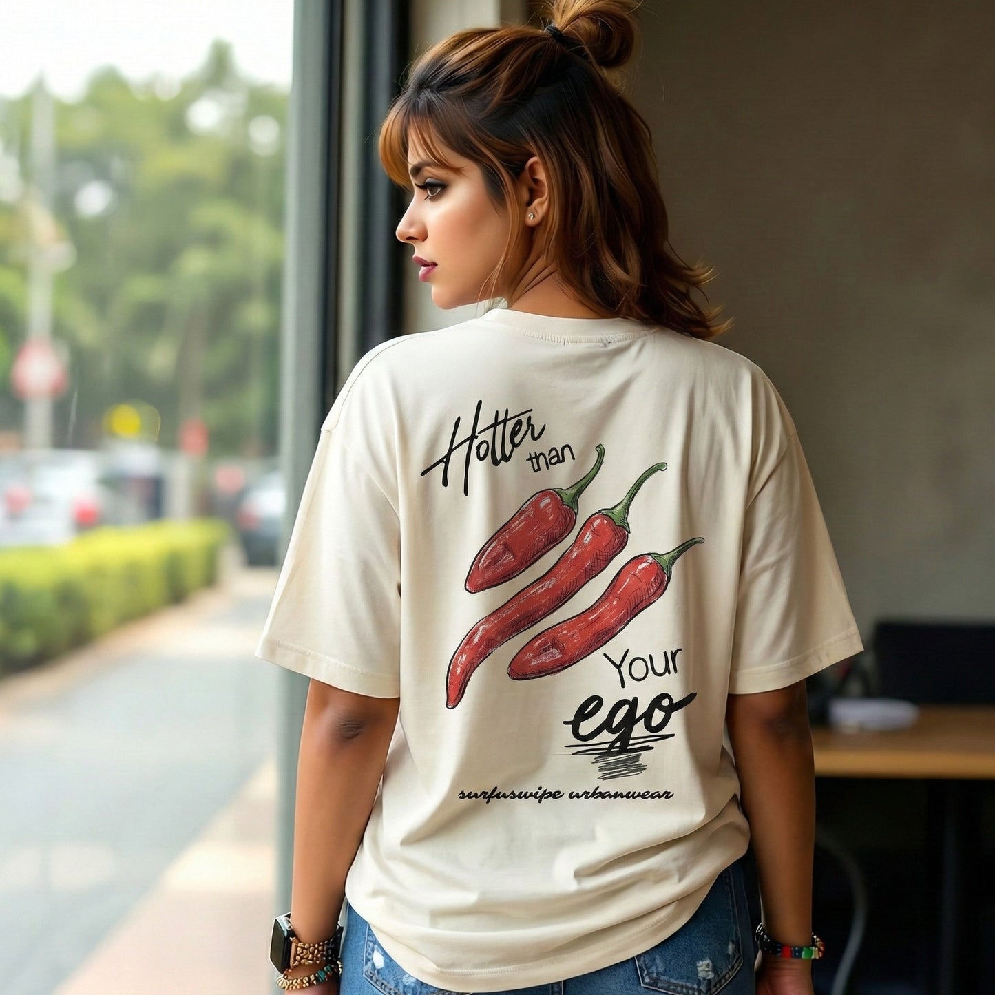 Hotter Than Your Ego Oversized Chili Graphic T-Shirt