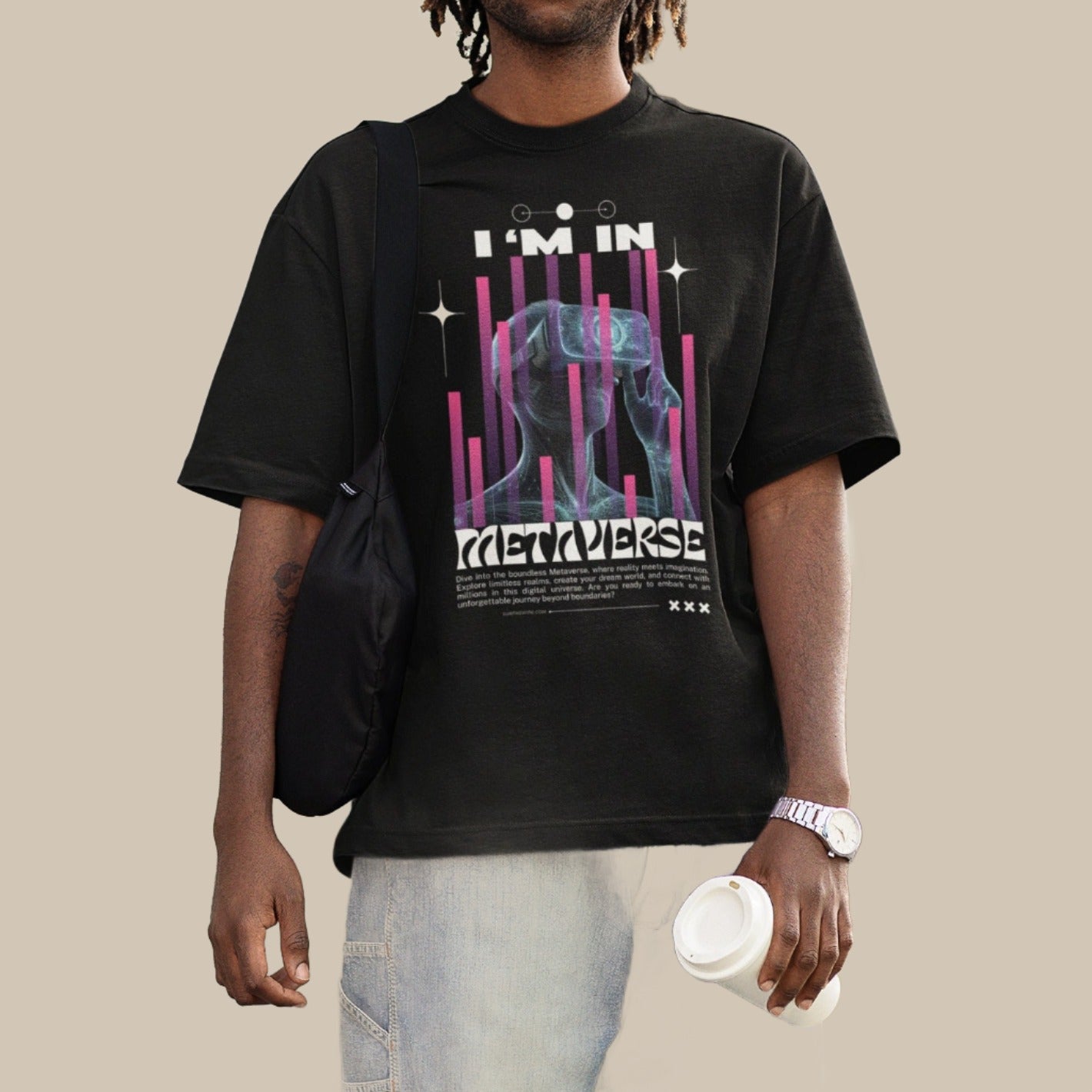 Metaverse Printed  Cotton Oversized Tee