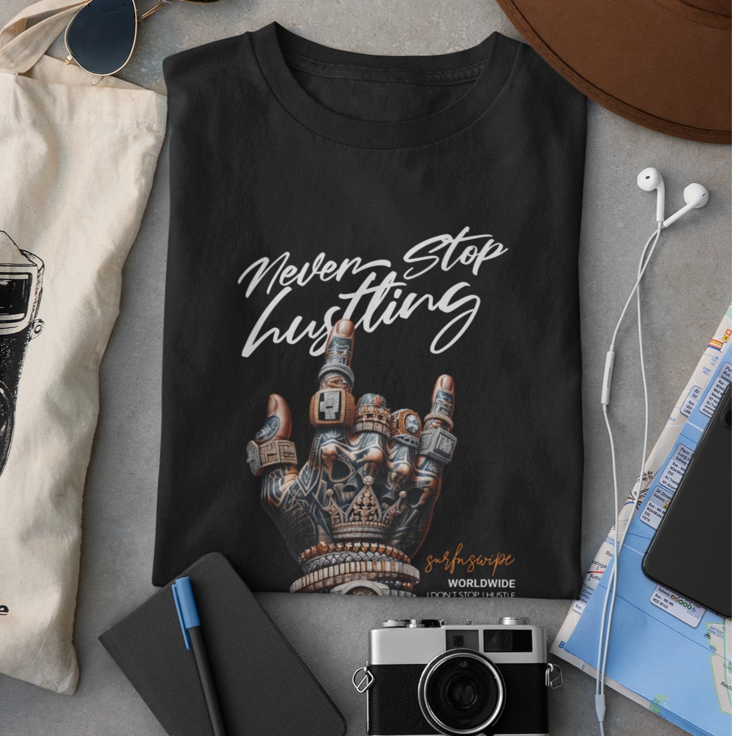 Never Stop Hustling T-Shirt | Motivational Apparel | Hustle Hard