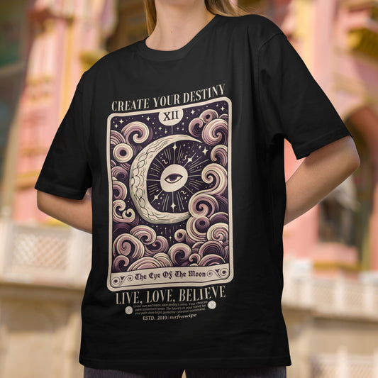 Unisex The Eye Of The Moon Tarot Card Print Oversized T-shirt