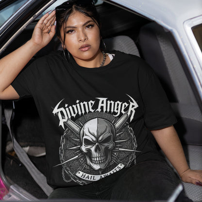 Divine Anger Metal Band Logo Printed   Oversize Unisex Black T-shirt