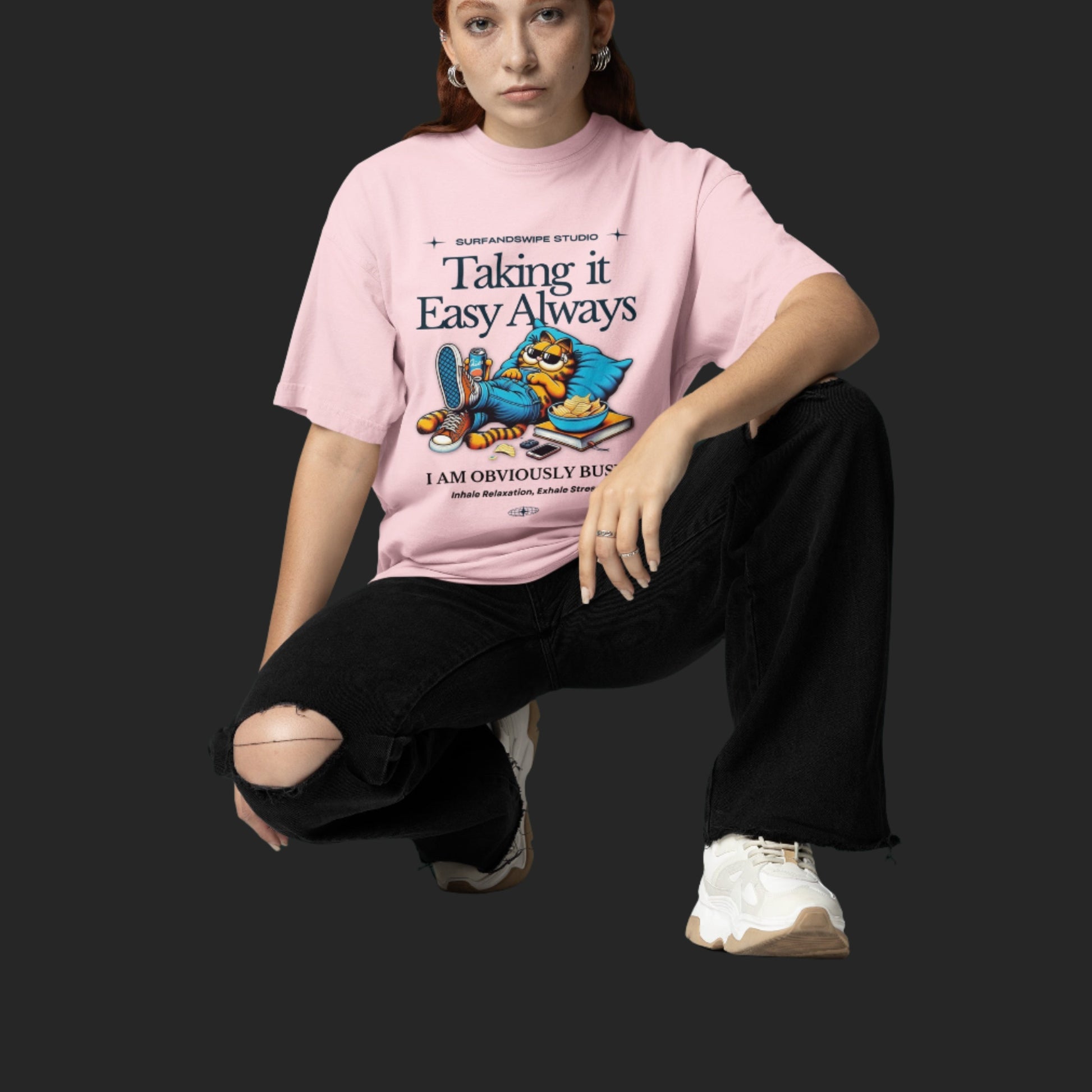 Oversized T-Shirt with Funny Cartoon Graphic (Unisex)