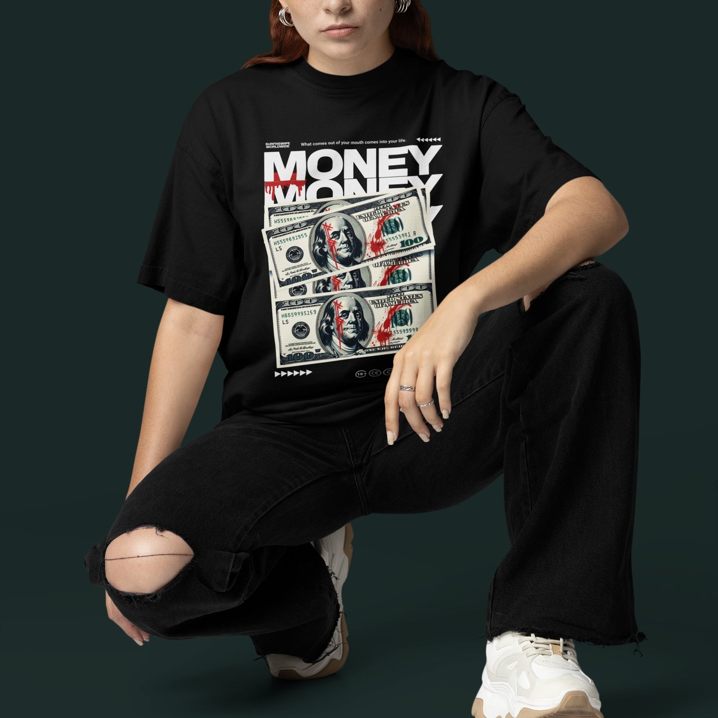 Money Printed Oversize Fit T-shirt