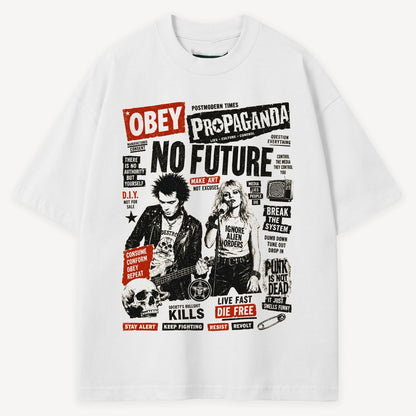 1970s British Punk Oversized T-Shirt – "NO FUTURE" Propaganda Edition