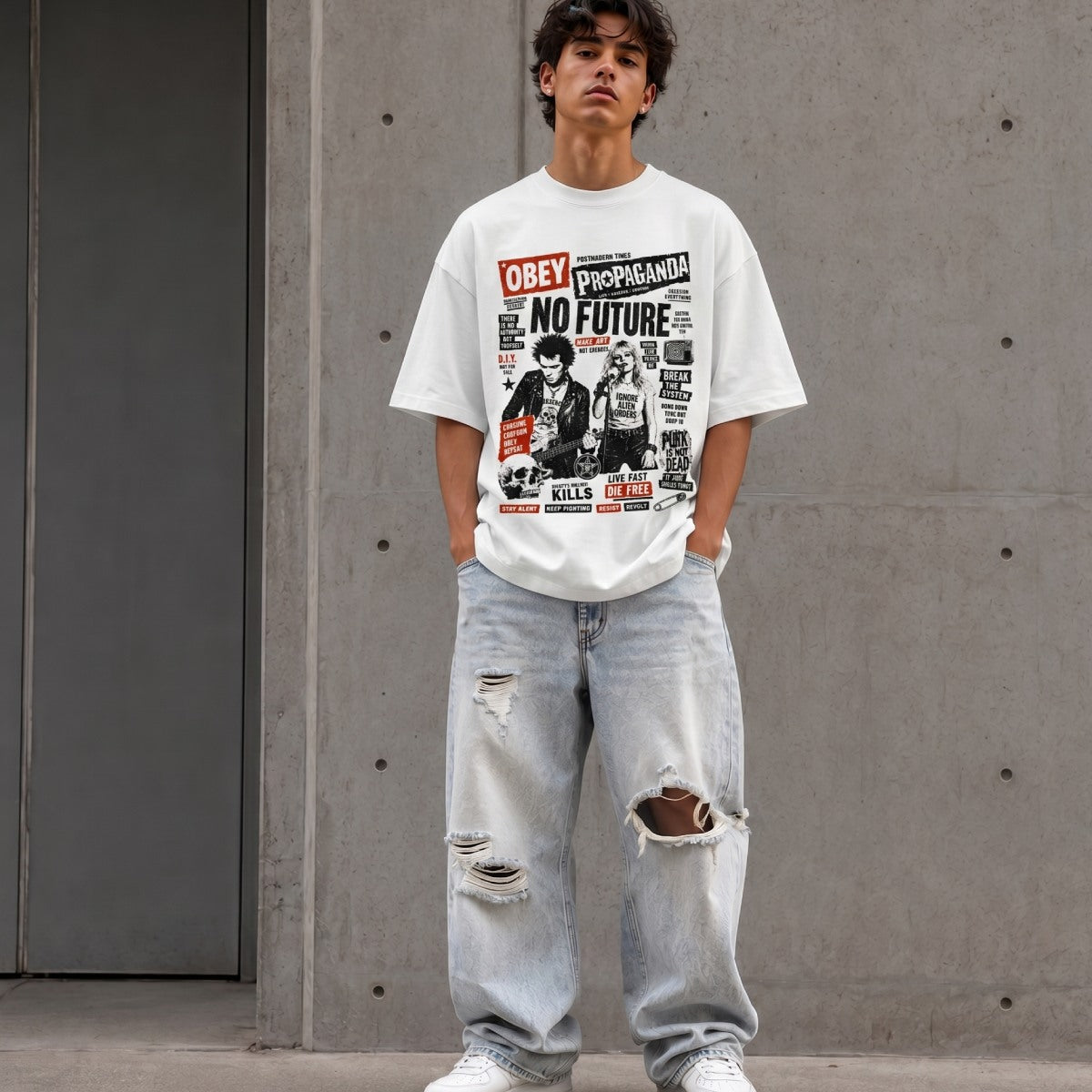 1970s British Punk Oversized T-Shirt – "NO FUTURE" Propaganda Edition