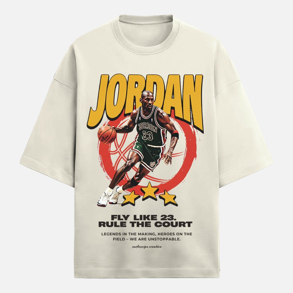 T-shirt with Jordan graphic and text on a beige background