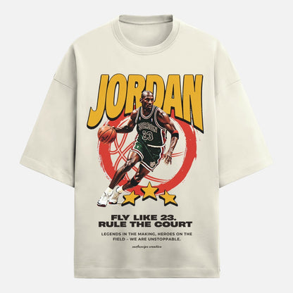 T-shirt with Jordan graphic and text on a beige background