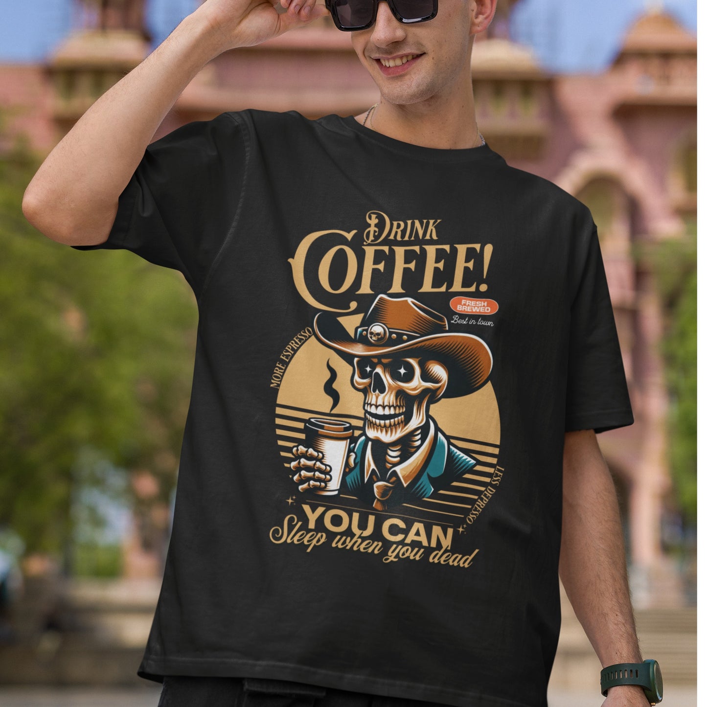 Oversized Coffee T-Shirt - Premium Cotton