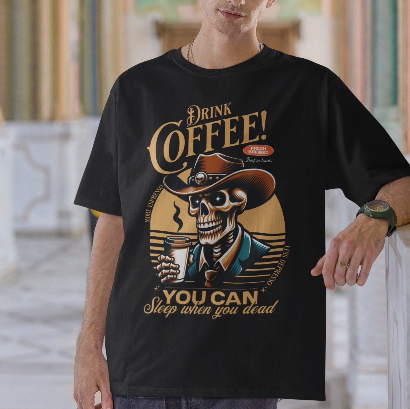 Oversized Coffee T-Shirt - Premium Cotton