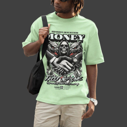 Unisex Terry Oversize Trust No One Money T-Shirt