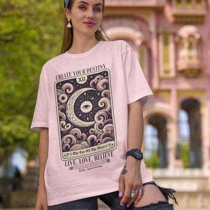 Unisex The Eye Of The Moon Tarot Card Print Oversized T-shirt