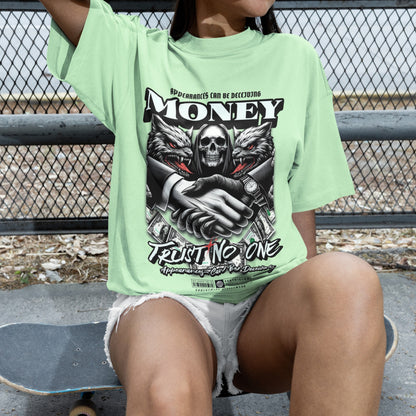 Unisex Terry Oversize Trust No One Money T-Shirt