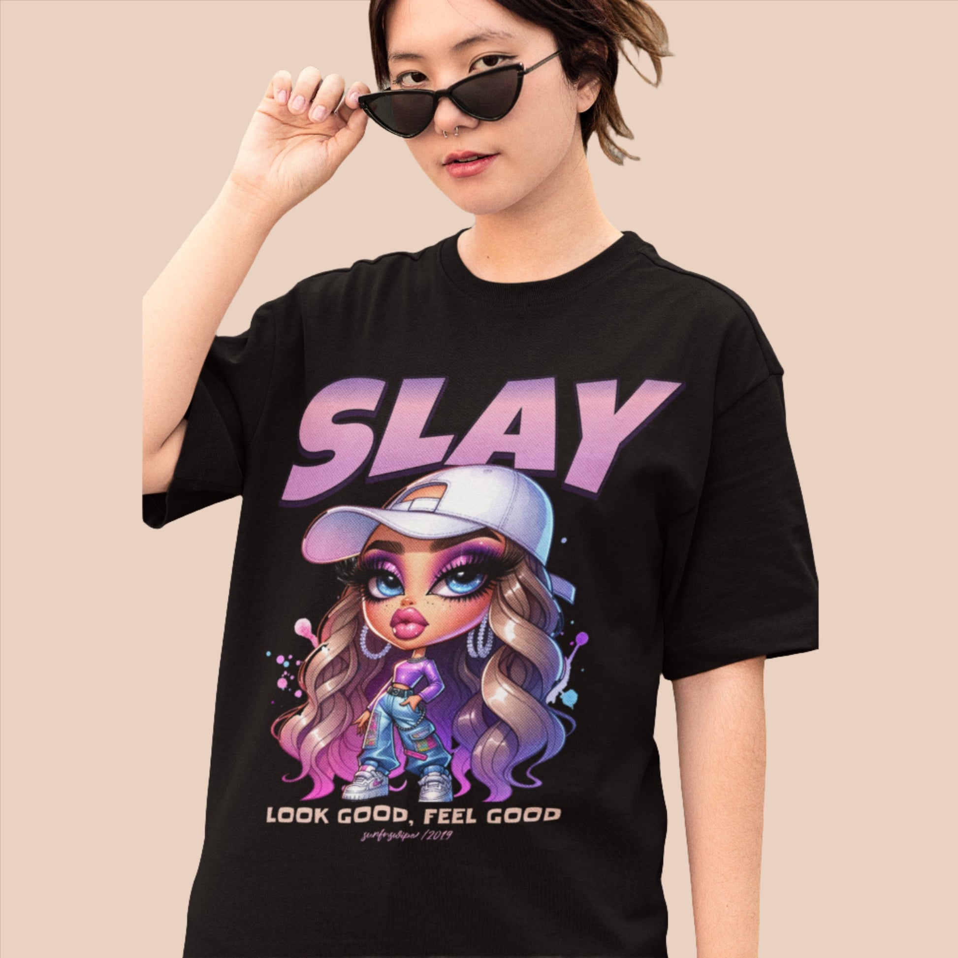 Unisex Slay Printed Oversized Premium Cotton T-shirt