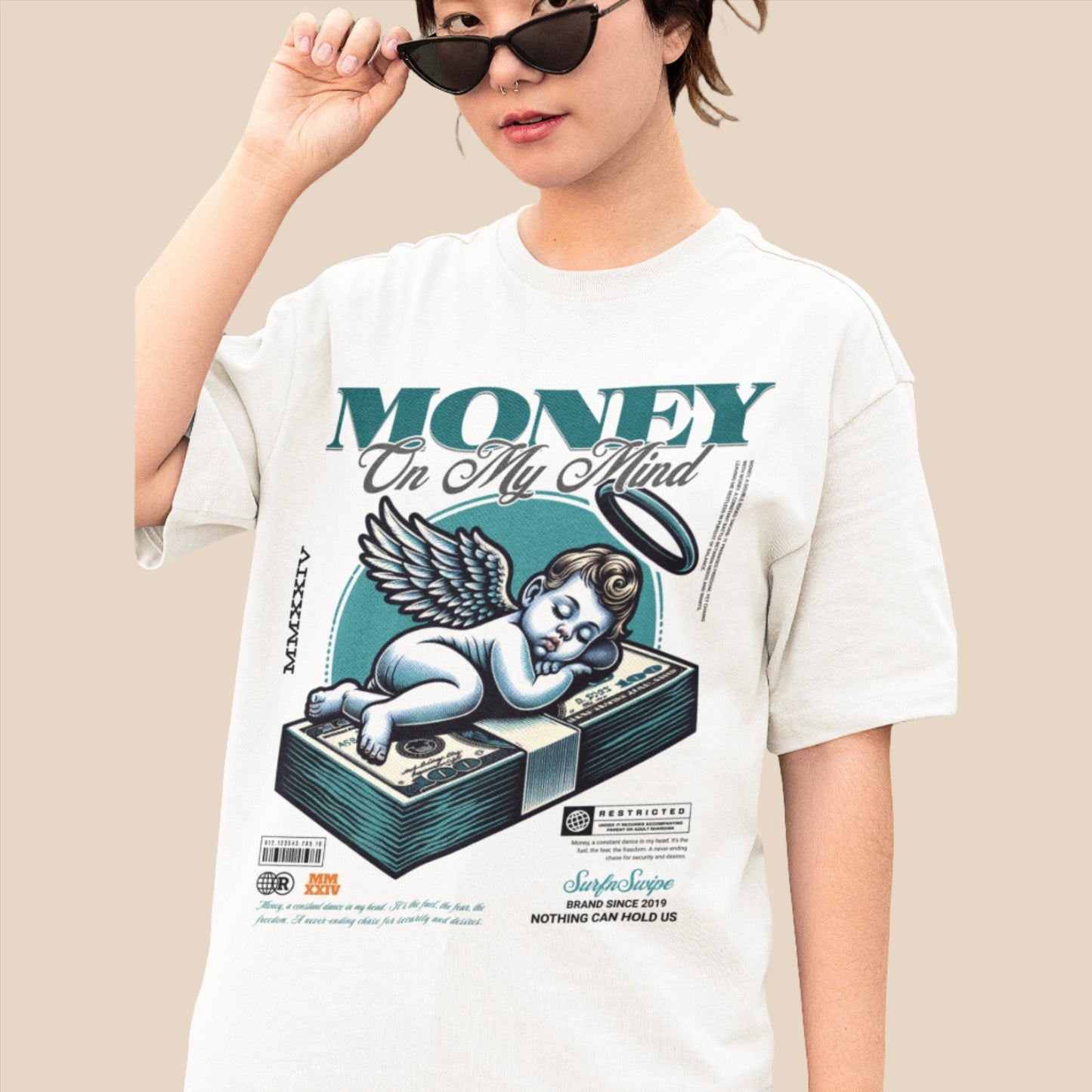 Money on My Mind Printed Cotton Oversized Tee