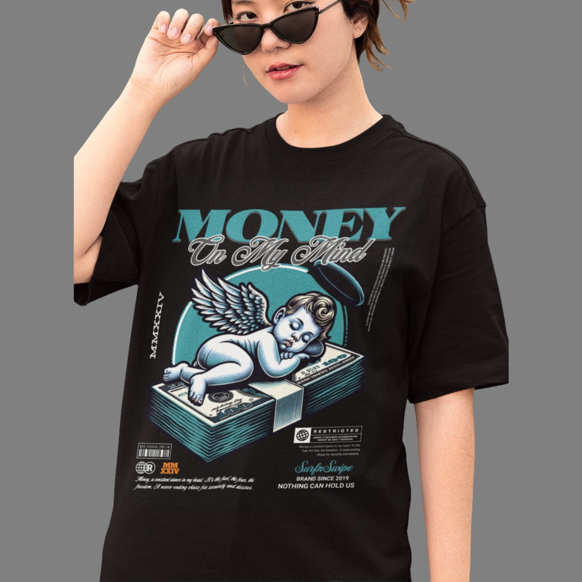 Money on My Mind Printed Cotton Oversized Tee