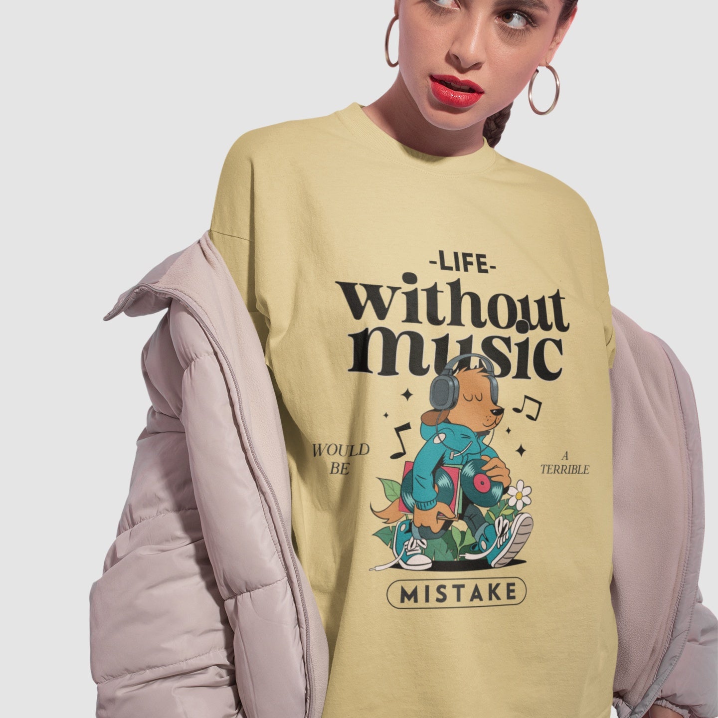 Life Without Music: Trendy Graphic T-Shirt with Inspirational Quote