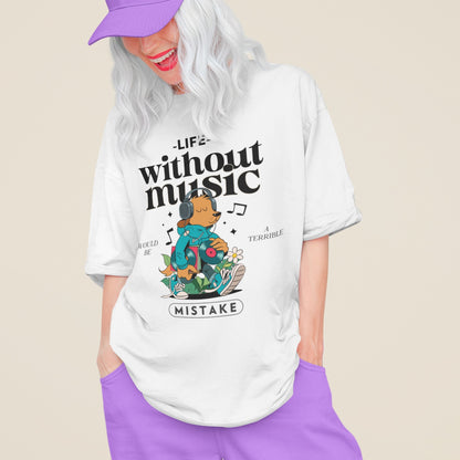 Life Without Music: Trendy Graphic T-Shirt with Inspirational Quote