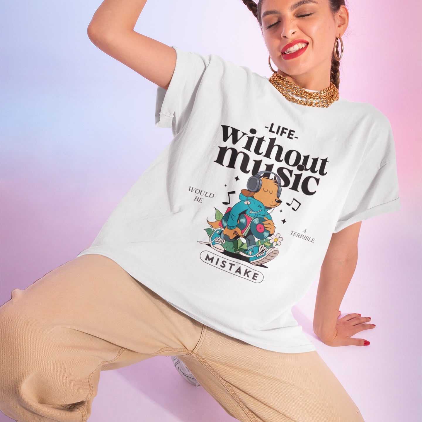 Life Without Music: Trendy Graphic T-Shirt with Inspirational Quote