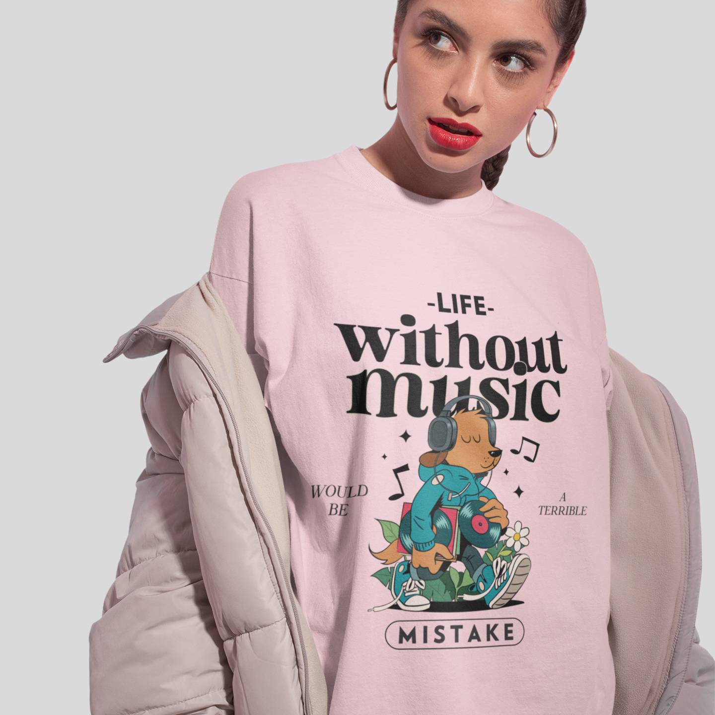 Life Without Music: Trendy Graphic T-Shirt with Inspirational Quote