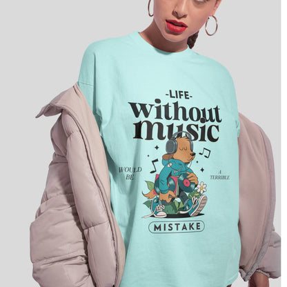 Life Without Music: Trendy Graphic T-Shirt with Inspirational Quote