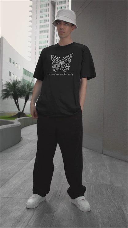 Oversized Butterfly Graphic Tee - 100% Cotton "To Be Pure" Unisex T-Shirt