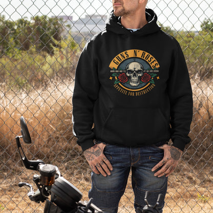 Classic Black Unisex Oversized Hoodie with Guns N' Roses Graphic