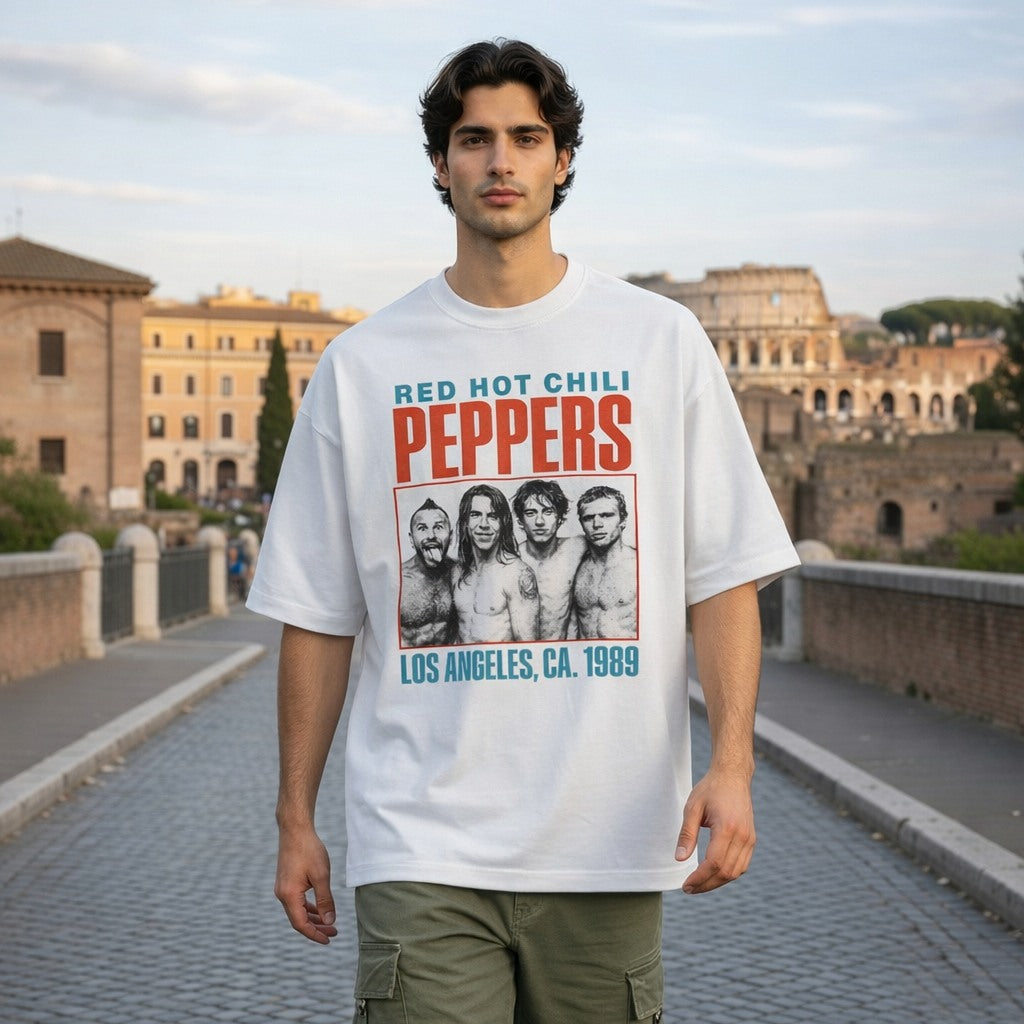Red Hot Chili Peppers 1989 LA Retro Oversized French Terry Tee –