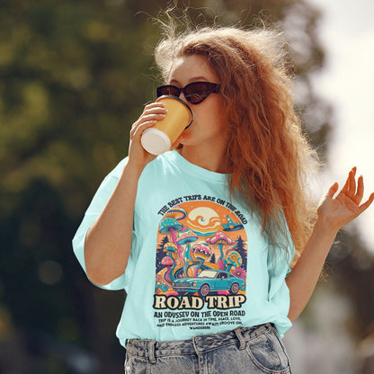 70's Groovy Trip! Oversized Tee - Bio-Washed Cotton, 240 GSM