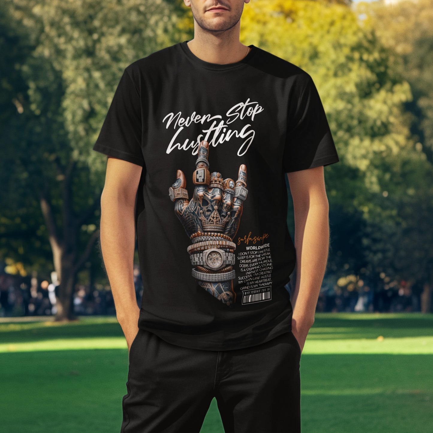 Oversized Never Stop Hustling T-Shirt | Motivational Apparel | Hustle Hard