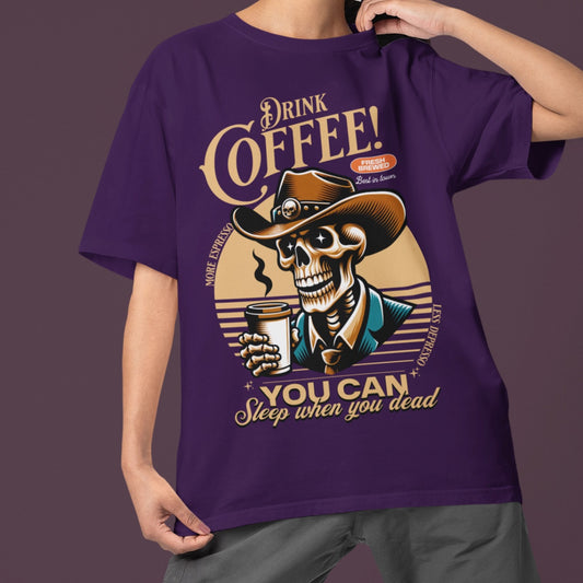 Oversized Coffee T-Shirt - Premium Cotton, Unisex Fit