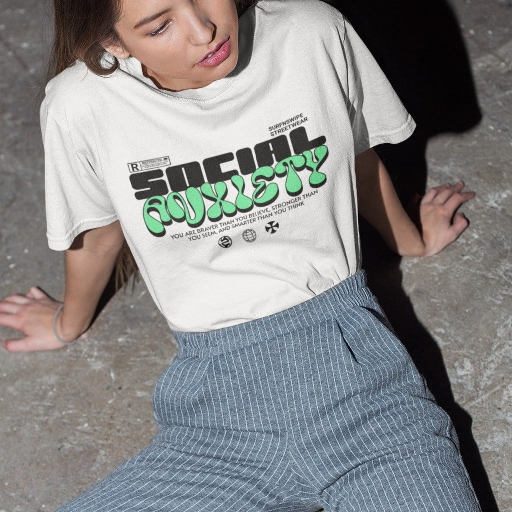 Oversized Comfy Truth: ‘Social Anxiety’ Typographic Tee 