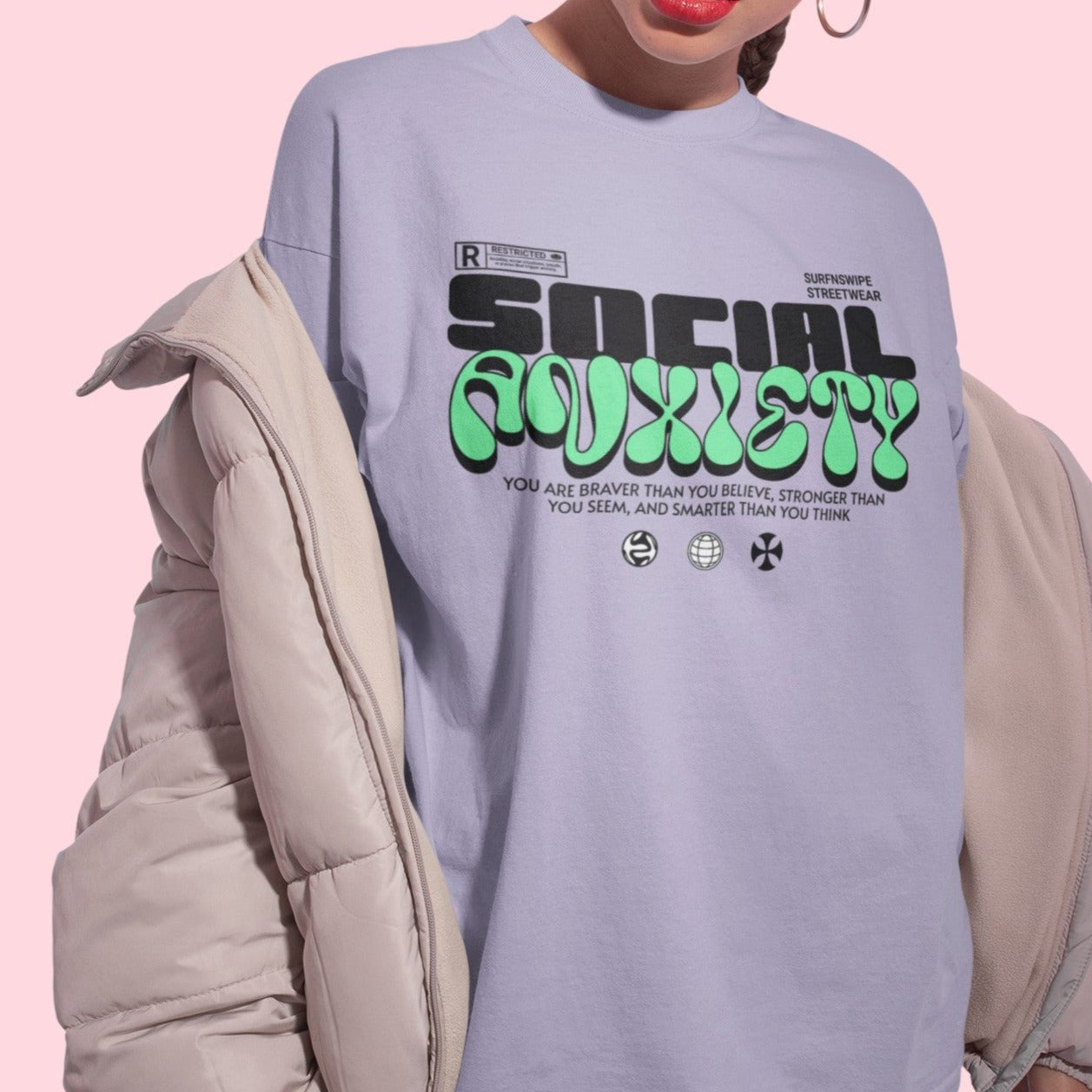 Oversized Comfy Truth: ‘Social Anxiety’ Typographic Tee 