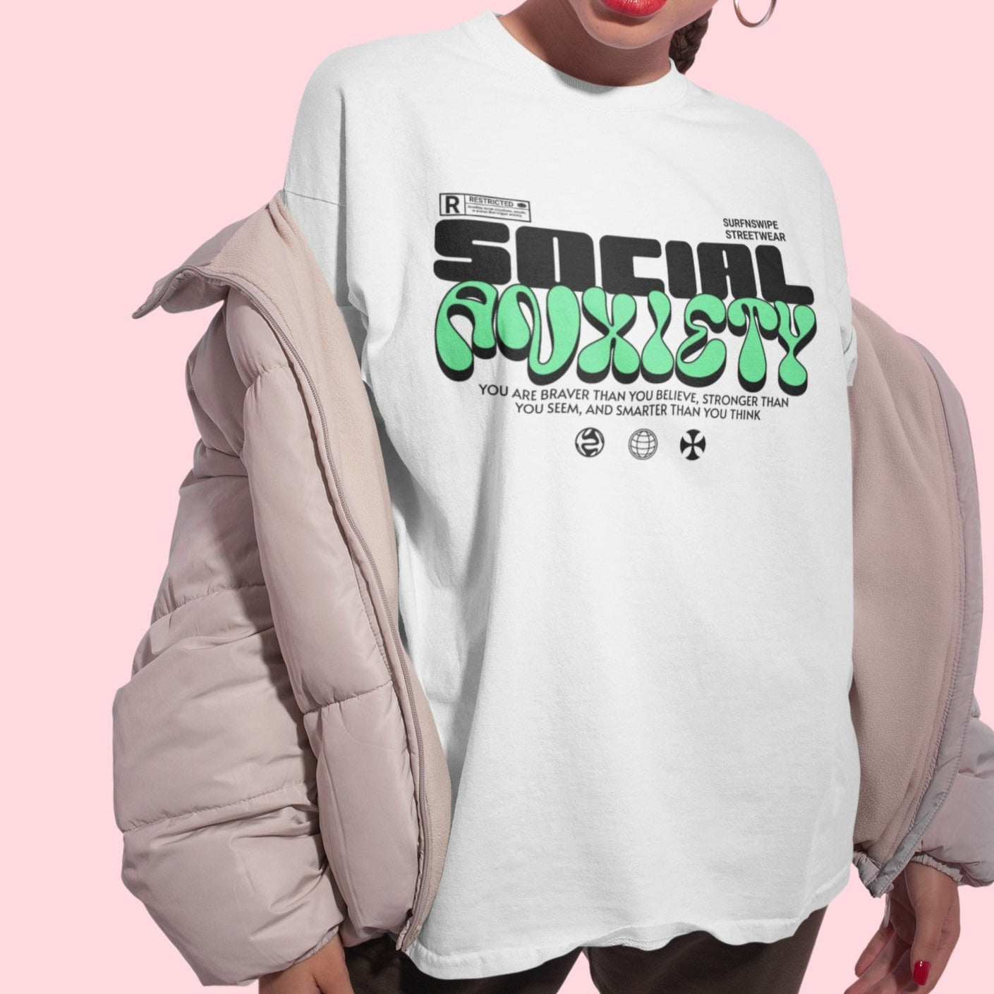 Oversized Comfy Truth: ‘Social Anxiety’ Typographic Tee 