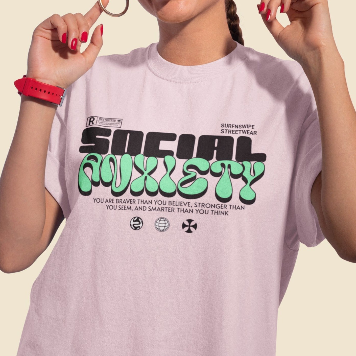Oversized Comfy Truth: ‘Social Anxiety’ Typographic Tee 