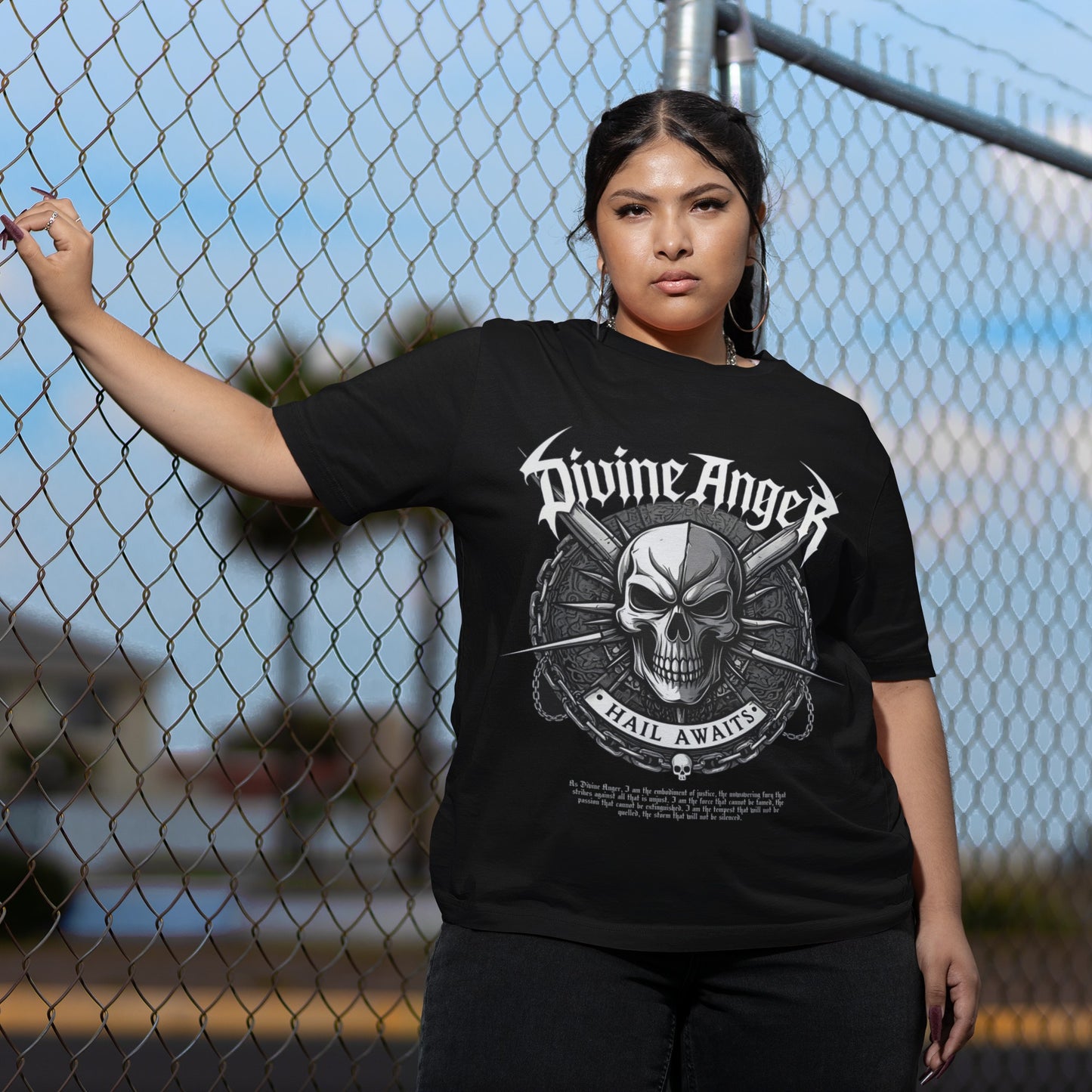 Divine Anger Metal Band Logo Printed   Oversize Unisex Black T-shirt