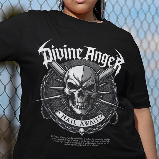 Divine Anger Metal Band Logo Printed   Oversize Unisex Black T-shirt