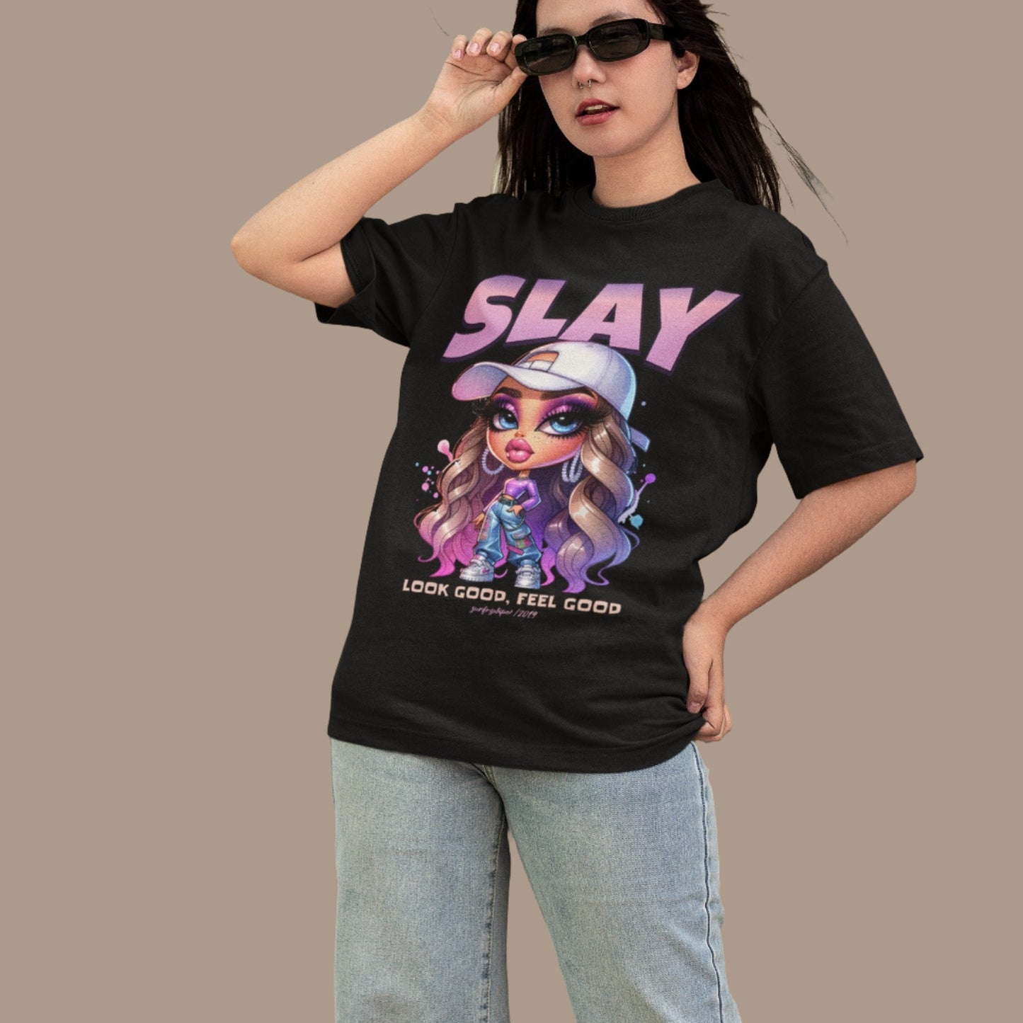 Unisex Slay Printed Oversized Premium Cotton T-shirt