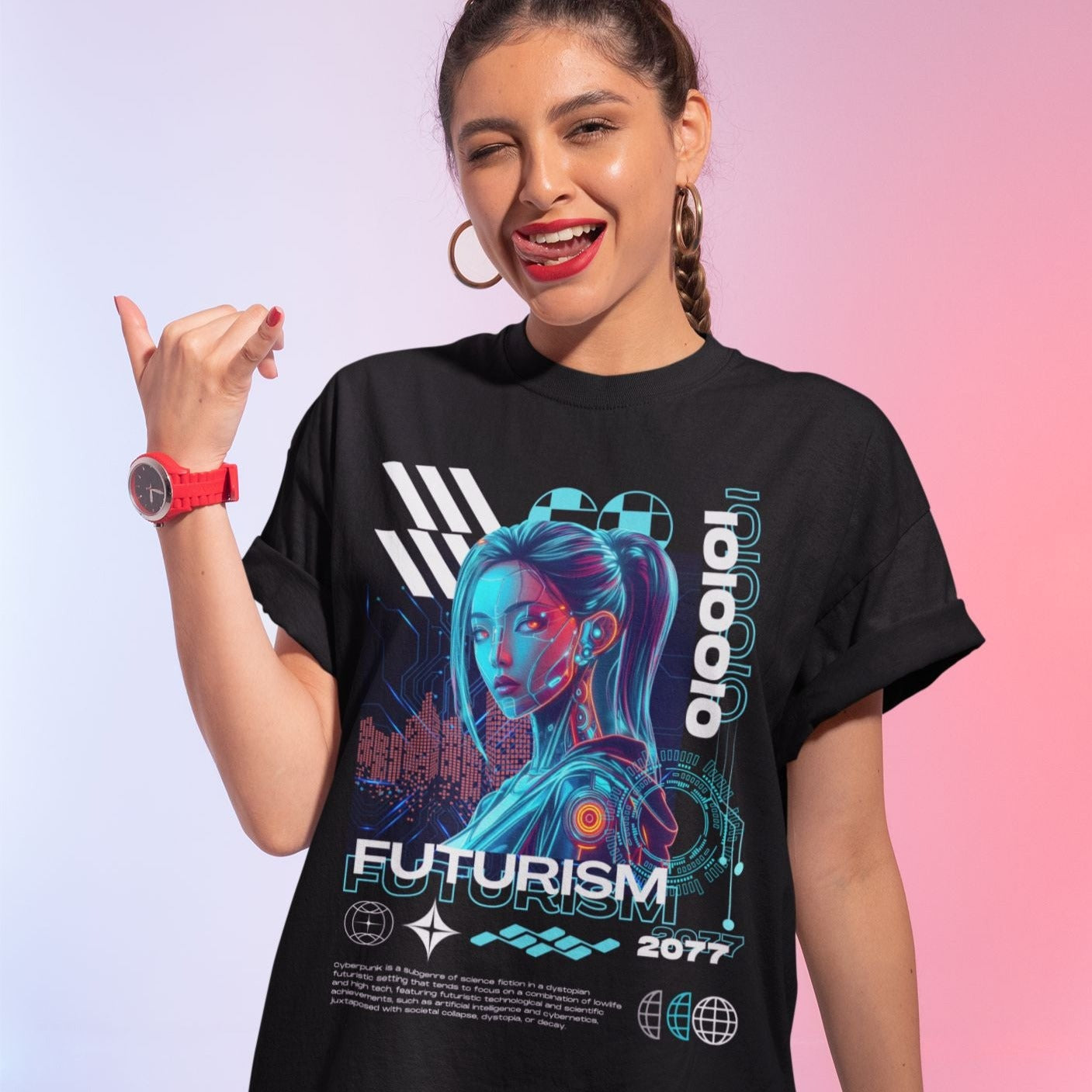 Futuristic Cyber Woman T-Shirt