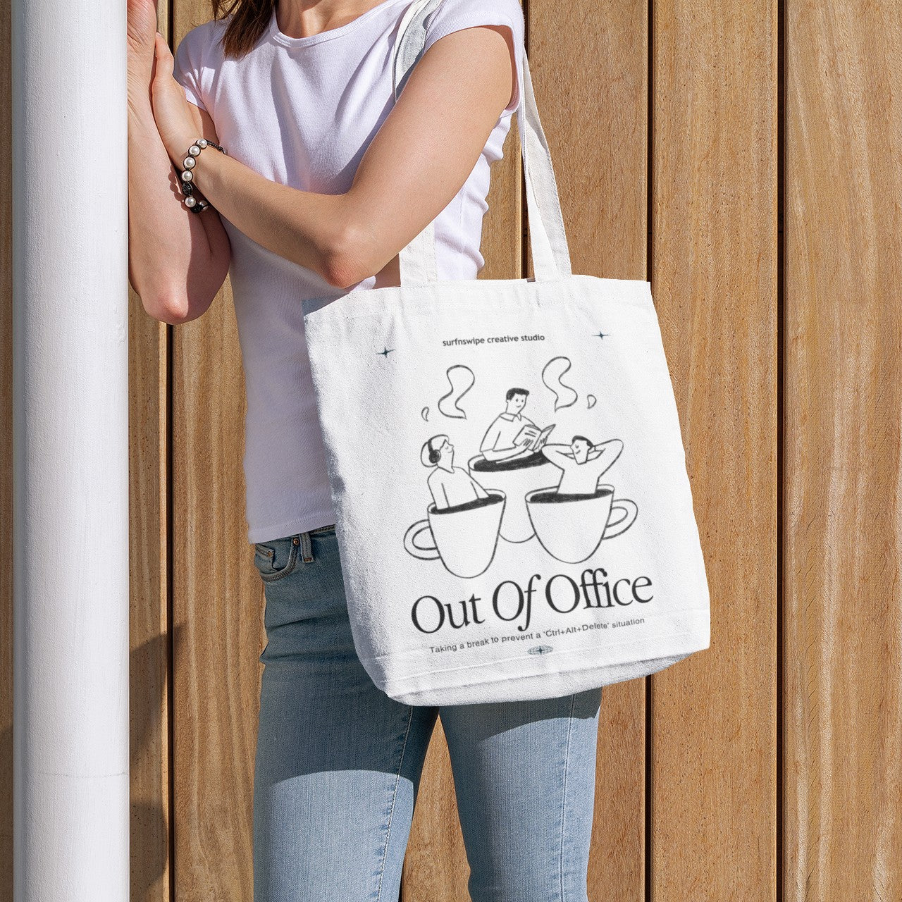 Out Of Office Graphic  Printed Canvas Tote bag