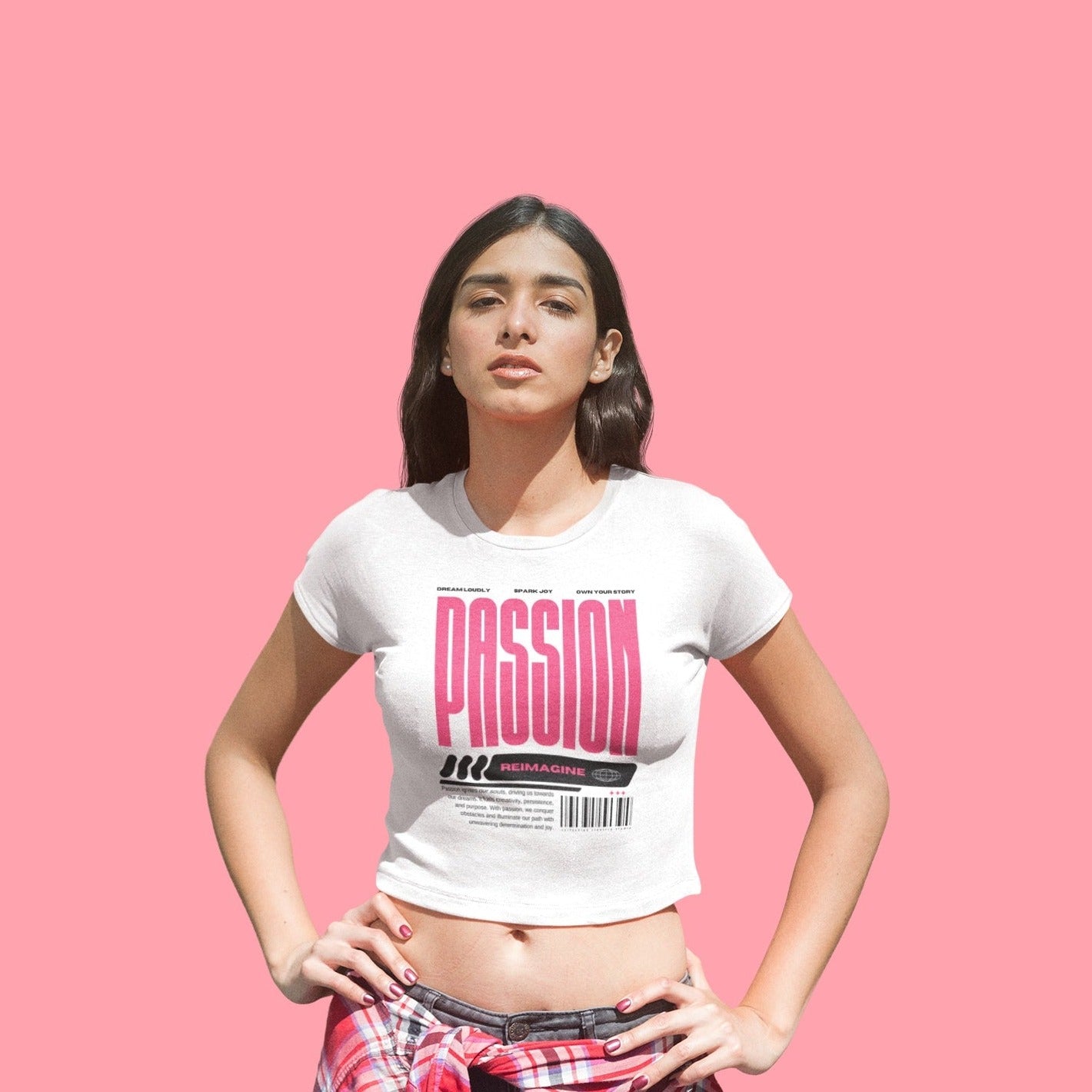 White Typography Printed Cotton Crop Top