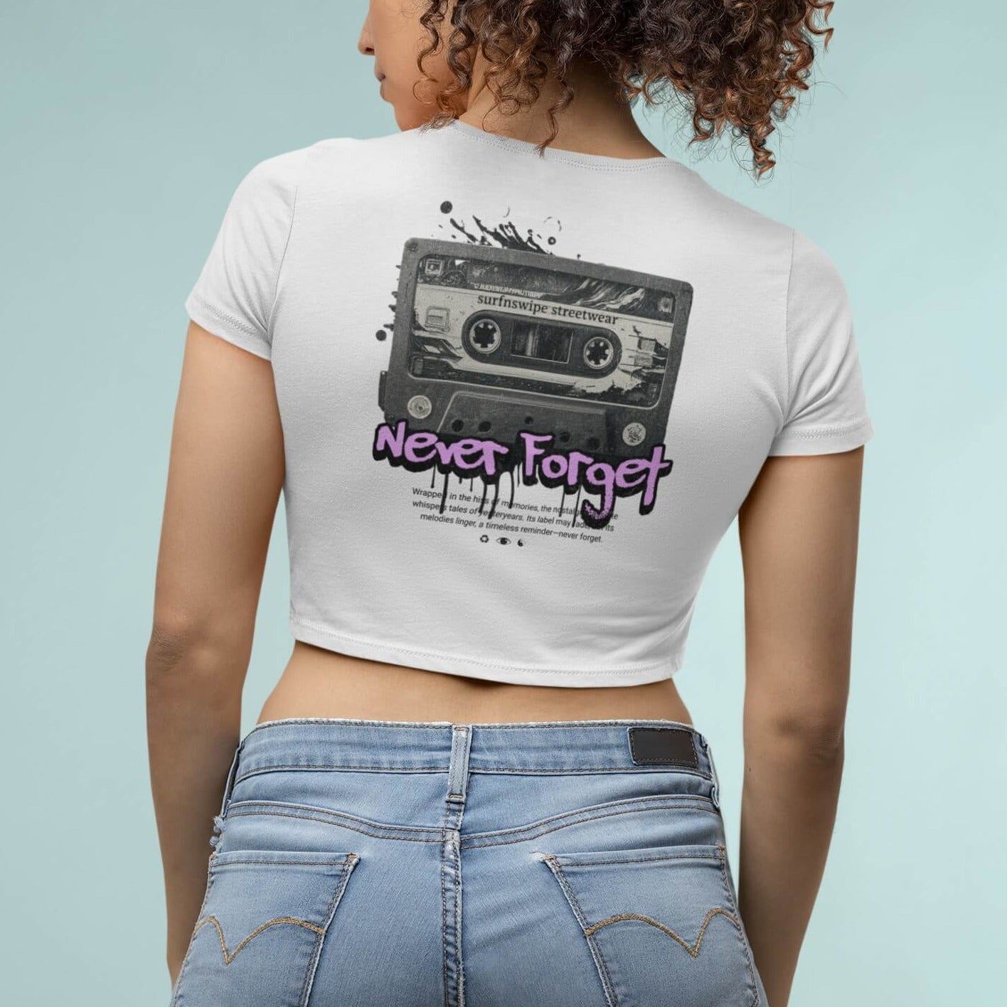 Vintage Cassette Printed Cotton Crop Top