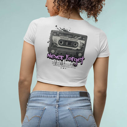 Vintage Cassette Printed Cotton Crop Top