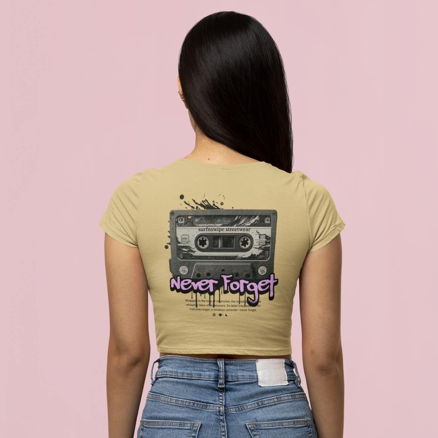 Vintage Cassette Printed Cotton Crop Top