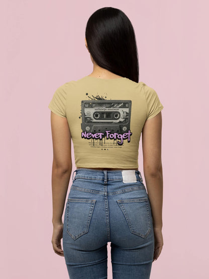 Vintage Cassette Printed Cotton Crop Top