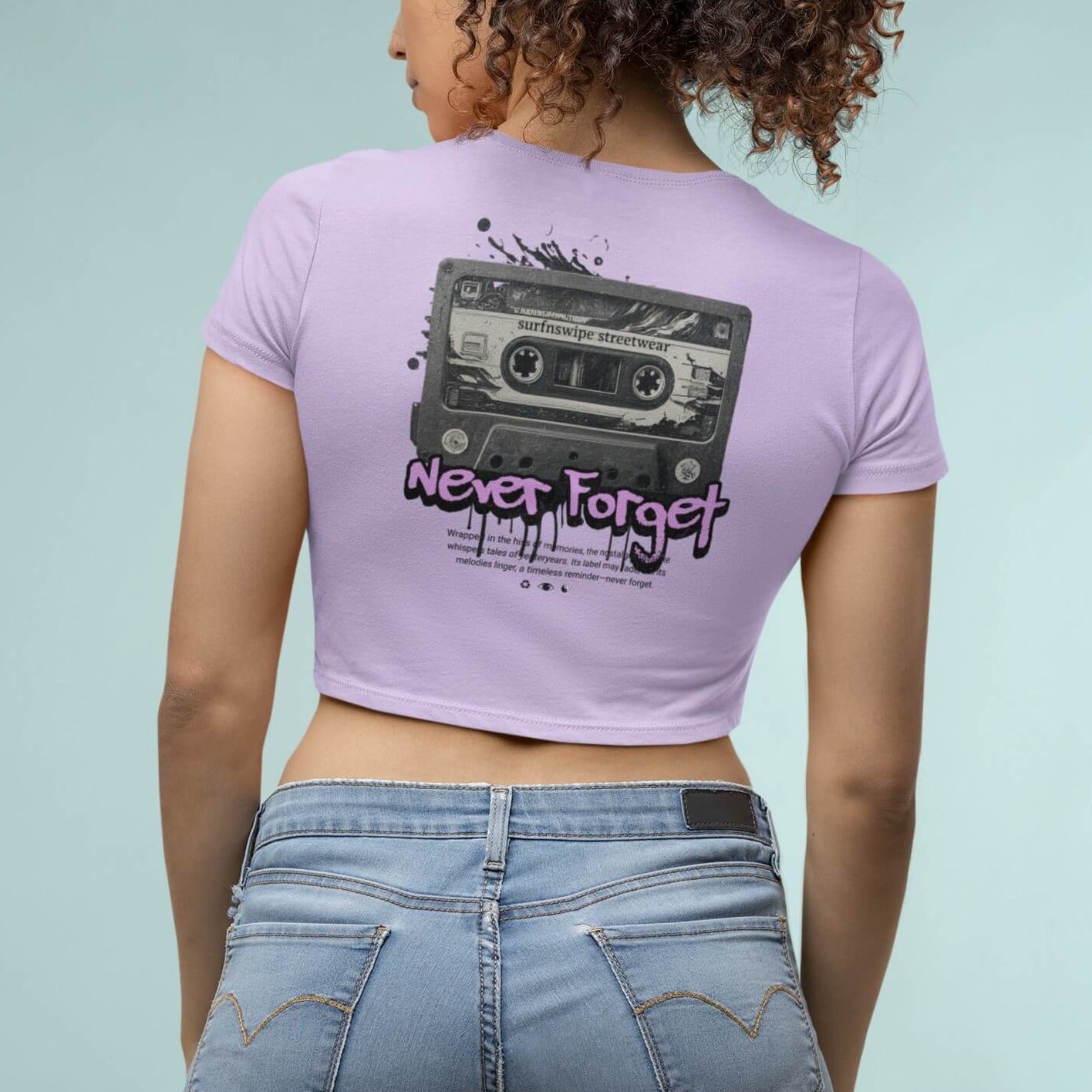 Vintage Cassette Printed Cotton Crop Top