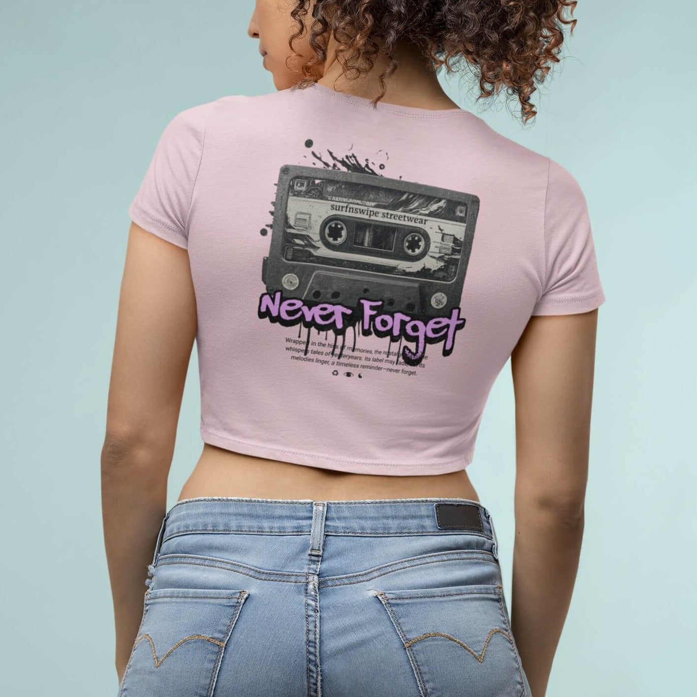 Vintage Cassette Printed Cotton Crop Top
