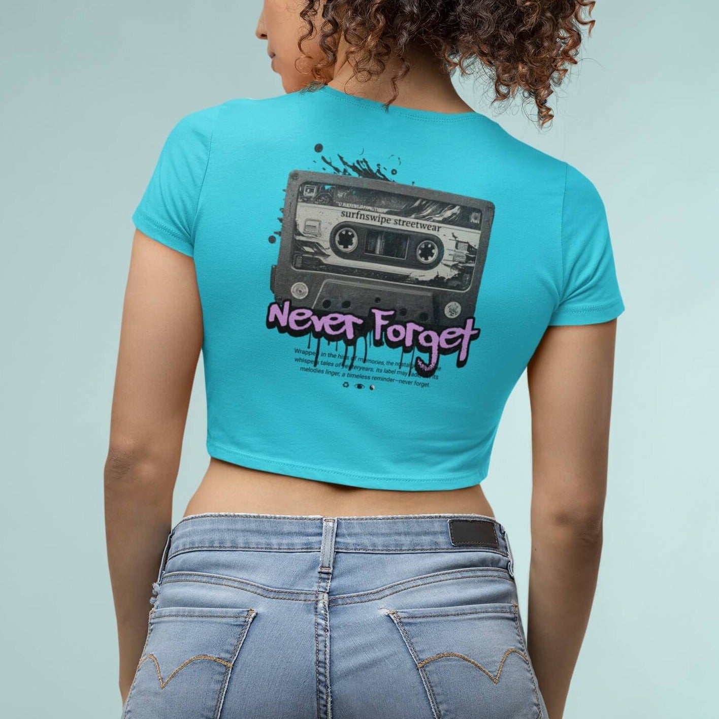 Vintage Cassette Printed Cotton Crop Top