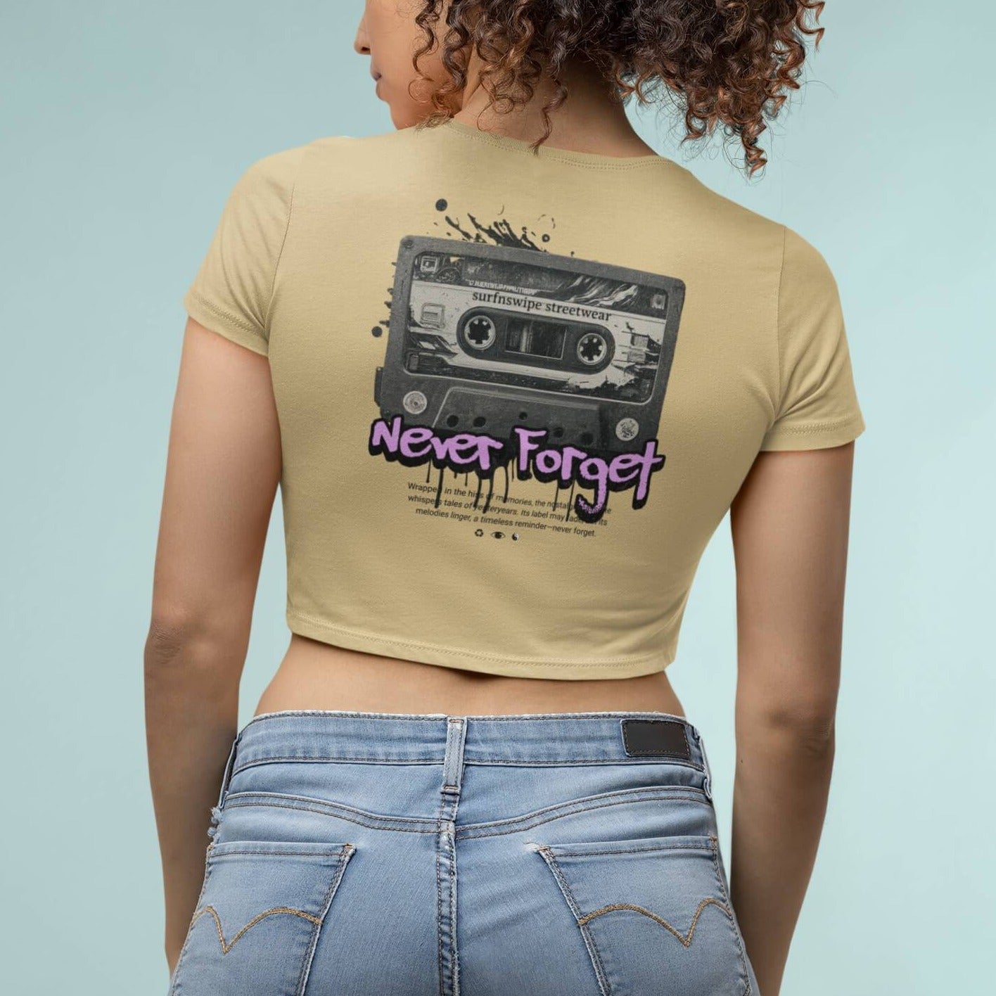 Vintage Cassette Printed Cotton Crop Top